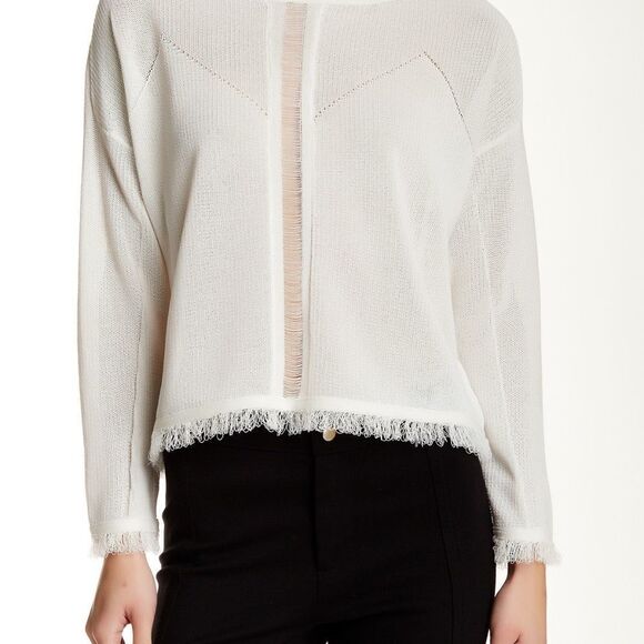 Endless Rose Roxanne White Crop Fringe Sweater - Picture 1 of 7